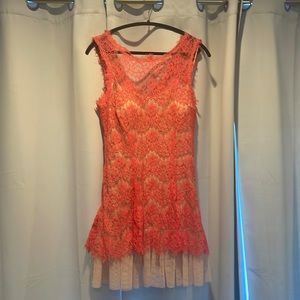 Betsy & Adam coral lace dress